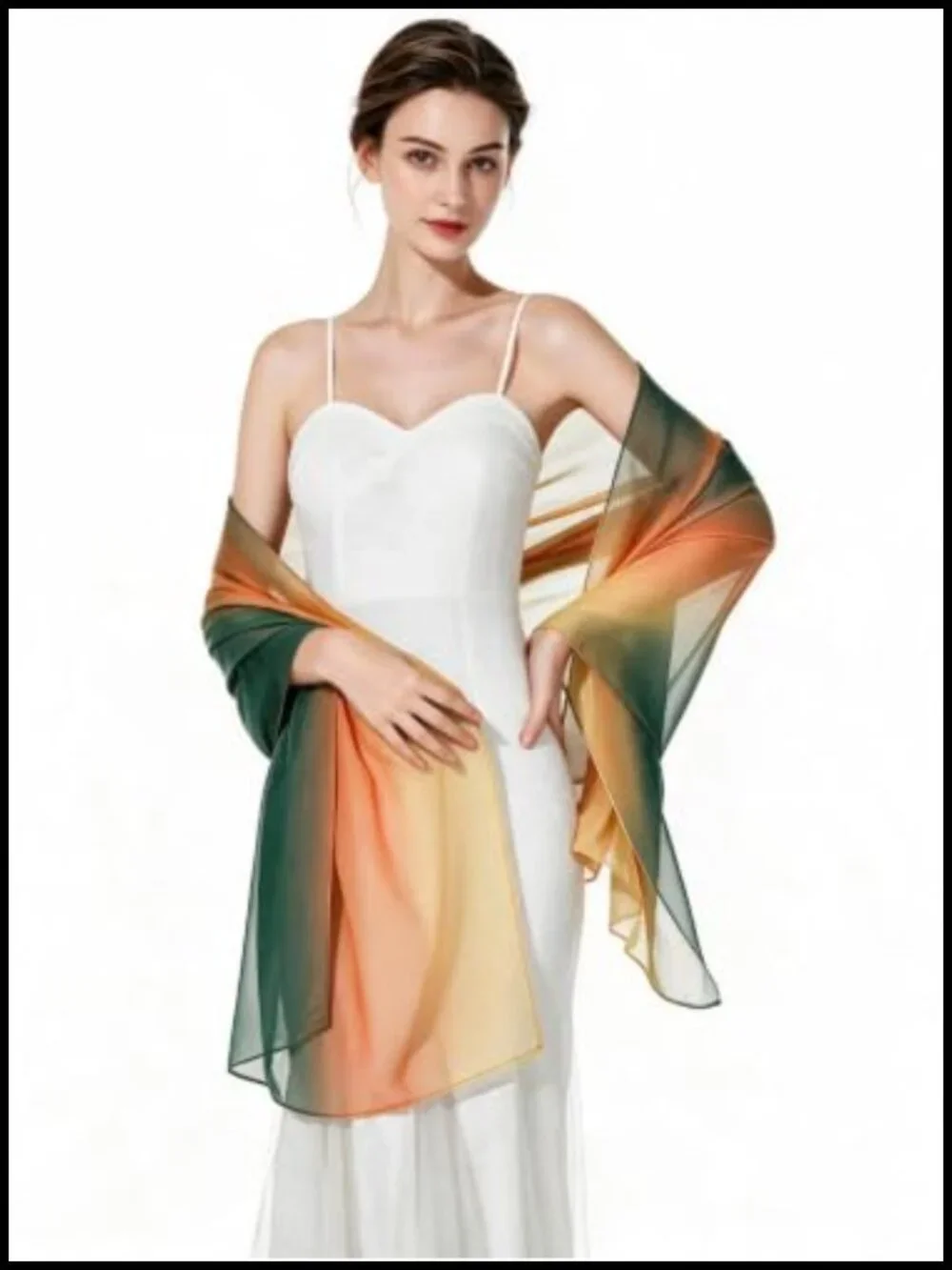 Sheer Chiffon Long Scarf, Lightweight Wrap, Beach Cover-Up for Women